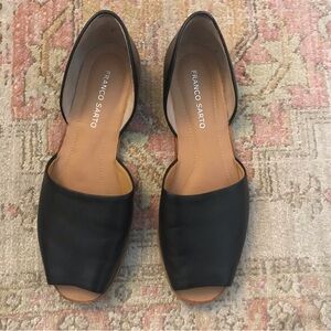 Franco Sarto Women's Black D'Orsay Peep-Toe Flats